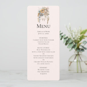 Invitation Boho Flowers and Dreamcatcher - Menu Mariage