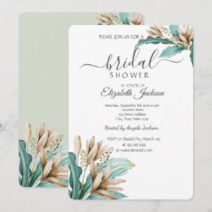 Invitation Boho Flowers Fête des mariées Feuille