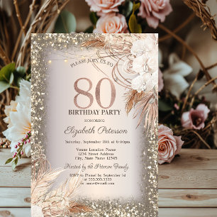 Invitation Boho Flowers, Lumières Parties scintillant Cadre 8