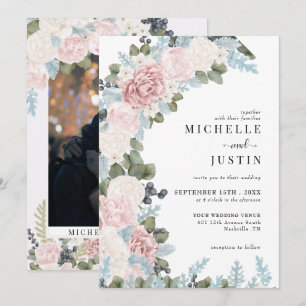 Invitation Boho Flowers Mariage d'hiver