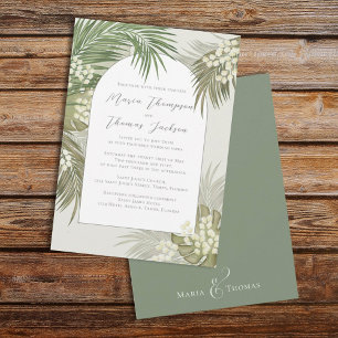 Invitation Boho Foliage Aquarelle Tropical Palm Feuilles