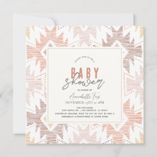 Invitation Boho Folk Textile Dusty Rose Baby shower fille
