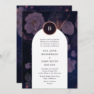 Invitation Boho foncé moderne Rose Arc or Mariage or
