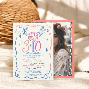 Invitation Boho fun quirky whimsical scribbles 30 anniversair