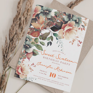 Invitation Boho Garden Floral Sweet 16 Anniversaire