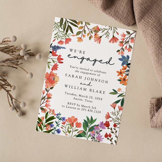 Invitation Boho Garden of Fleur sauvage Engagement Party (Créateur téléchargé)
