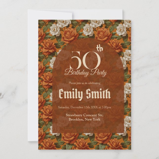 Invitation Boho Gardenias Themed Milestone Birthday (Devant)