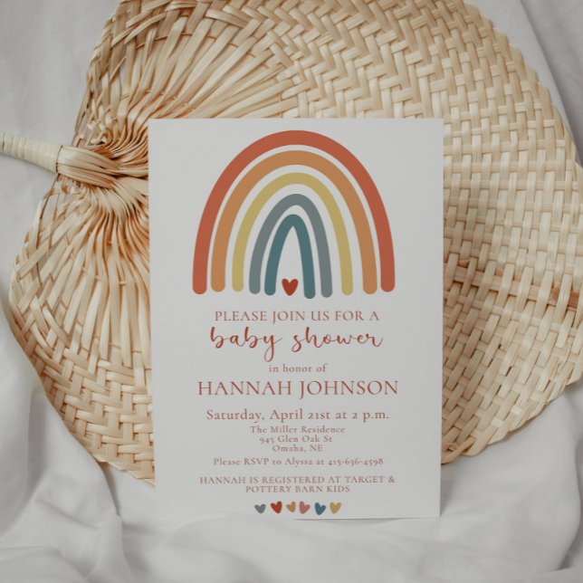Invitation Boho Genre Neutre Arc-en-ciel Baby shower Invitati (Rainbow Baby Shower Invitation, Gender Neutral )