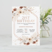 Boho géométrique rose or Floral 21e anniversaire