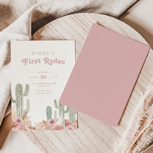 Invitation Boho Girls First Rodeo Cowgirl Anniversaire (Customize the background and text colors to suit your birthday party theme perfectly!)