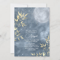 Boho Glam Blue, Argent, Pleine lune d'or Anniversa
