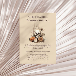 Invitation Boho Gothic Fall Party avec crâne et fleurs