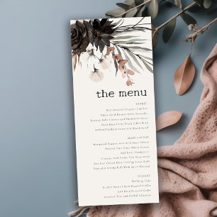 Invitation Boho Gothic Rust Black Botanique Mariage Menu Card