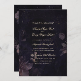 Invitation Boho gothique foncé violet Mariage floral