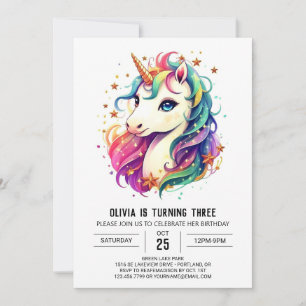 Invitation Boho Graceful Unicorn Anniversaire