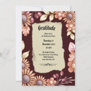Invitation Boho Gratitude Vieux Dîner De Fasion