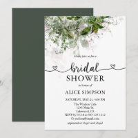 Boho Green Calligraphy Heart Fête des mariées Invi