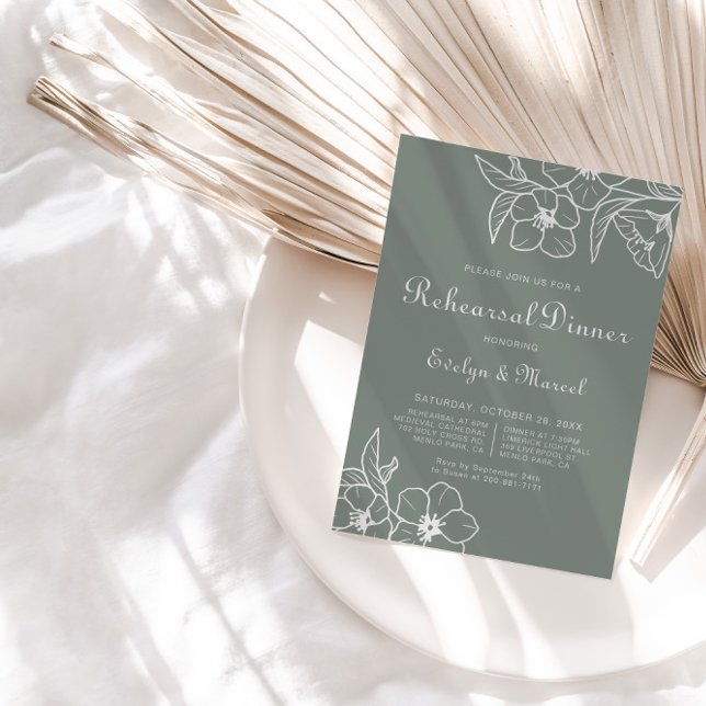 Invitation Boho Green Destination Floral Dîner de répétition (Créateur téléchargé)