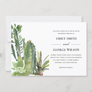 INVITATION BOHO GREEN FLORAL DESERT CACTI FOLIAGE MARIAGE