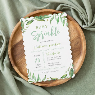 Invitation Boho Green Genre Neutral Bébé Parsemer