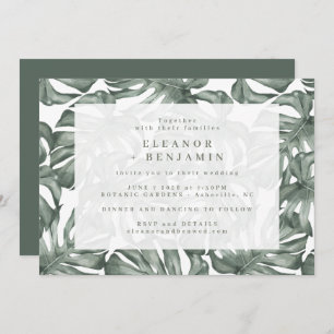 Invitation Boho Green Monstera Feuilles tendance tout en un