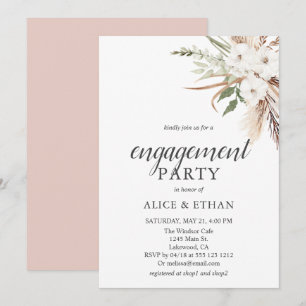 Invitation Boho Green Pampa Grass Engagement Party