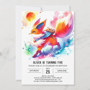 Invitation Boho Happy Fox Anniversaire