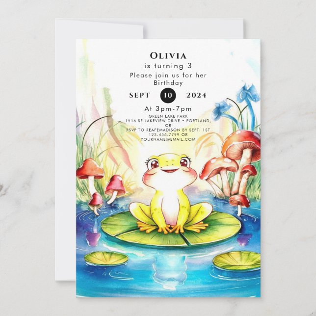 Invitation Boho Happy Frog Anniversaire (Devant)