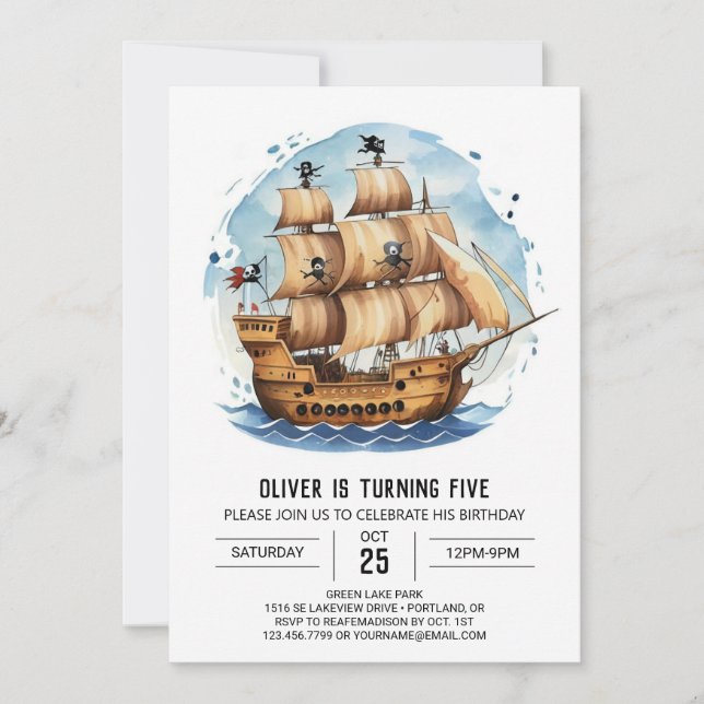 Invitation Boho Happy Sails Pirate Anniversaire (Devant)