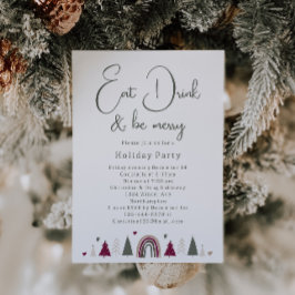 Invitation Boho Hearts Mange Boisson et Be Joyeux Fête de Vac