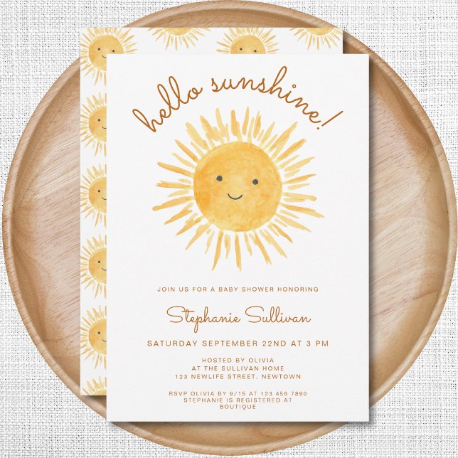 Invitation Boho Hello Sunshine Baby shower non sexiste (Créateur téléchargé)