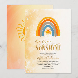 Invitation Boho Hello Sunshine watercolor baby shower