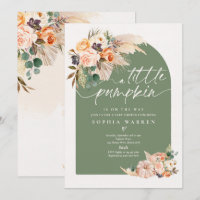 Boho Herbe de Pampas Citrouille Baby Shower Vert S