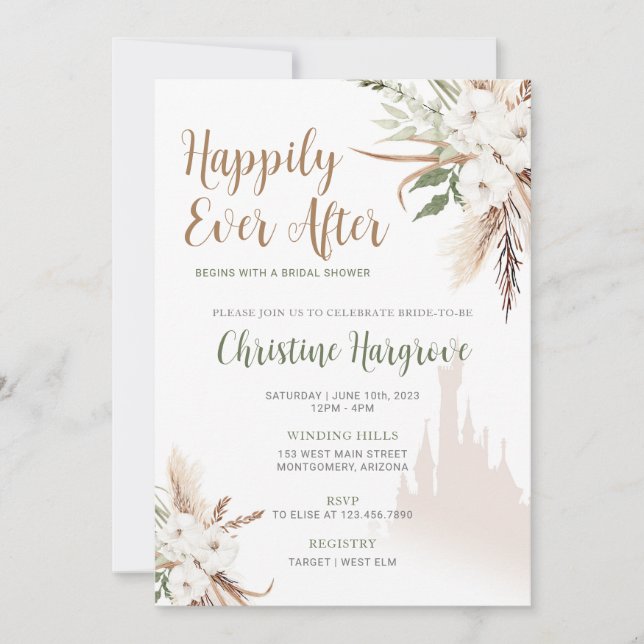 Invitation Boho Heureux Jamais Après La Fête des mariées (Devant)