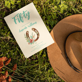 Invitation Boho Horseshoe Fleurs sauvages Cinquantième annive