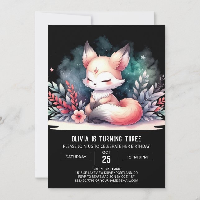 Invitation Boho Imaginaire Fox Anniversaire numérique (Devant)