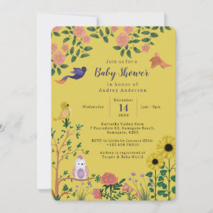 Invitation Boho Jaune Baby shower de Tea Party