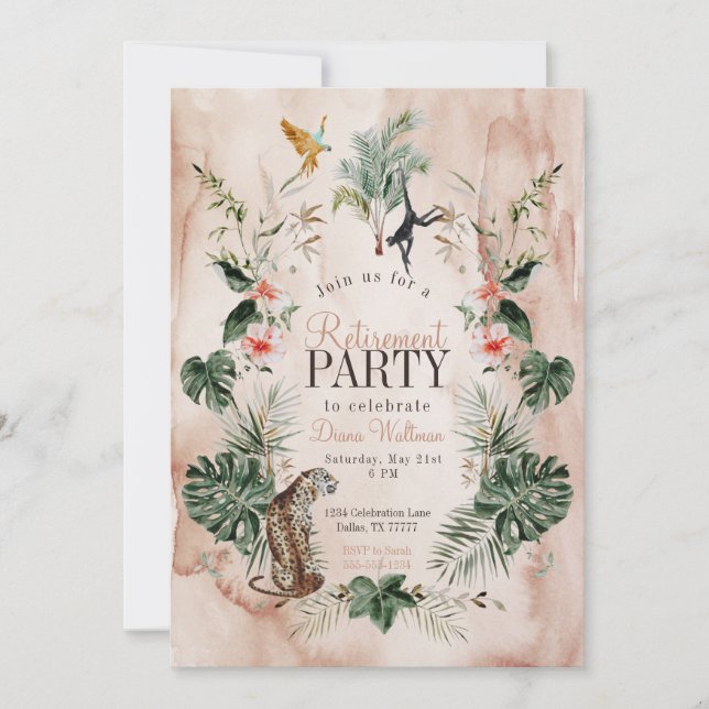 Invitation Boho Jungle Retraite Party aquarelle (Devant)