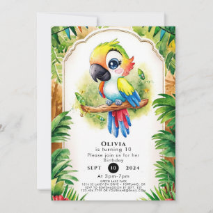 Invitation Boho Kids Parrot Anniversaire