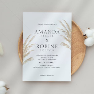 Invitation Boho Leaf Mariage simple et élégant