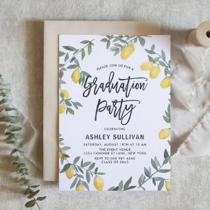 Invitation Boho Lemon Wreath Tropical Graduation Party
