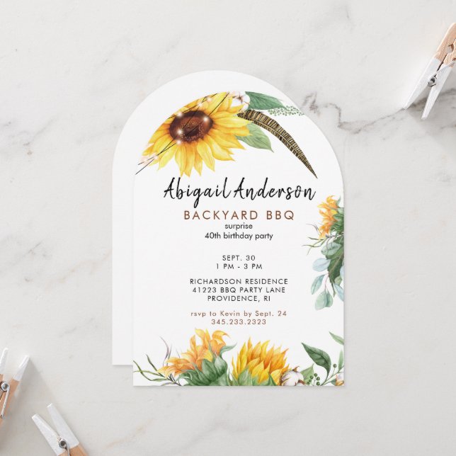 Invitation Boho Lights Jardin barbecue fête d'anniversaire (Devant/Arrière en situation)