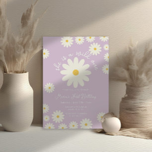 Invitation Boho Lilac White Daisy She is Wild ONE Birthday