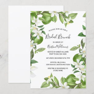 Invitation Boho Limes Aquarelle Blanc Floral Bridal Brunch
