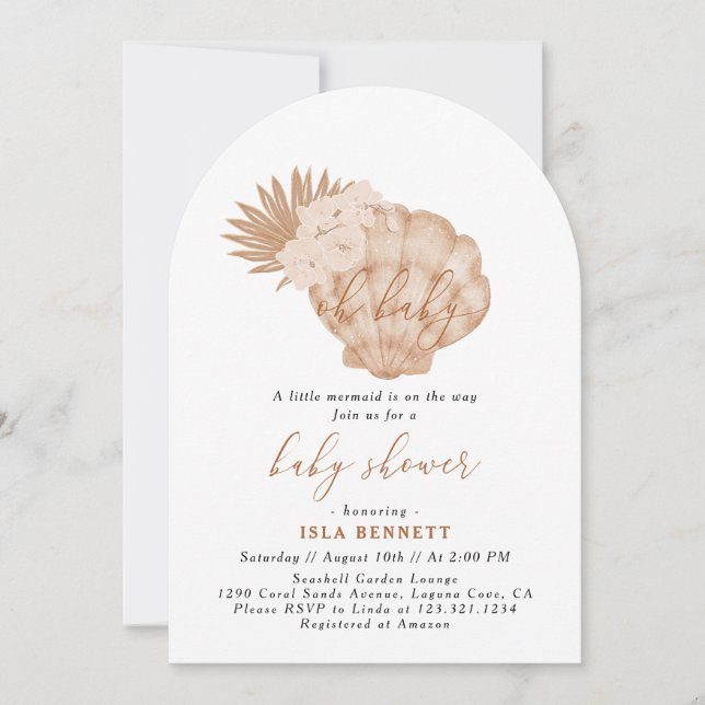 Invitation Boho Little Mermaid Est Sur Le Chemin Du Baby show (Devant)