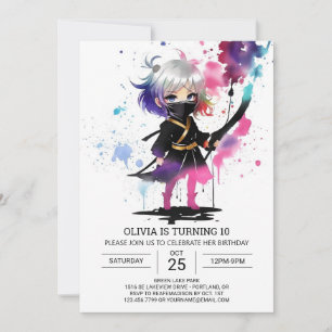 Invitation Boho Little Ninja fille anniversaire