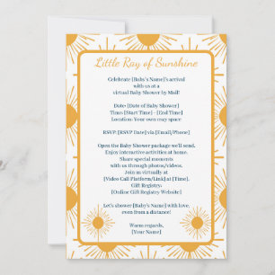 Invitation Boho Little Ray de Soleil Neutre Douche Par Distan