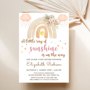 Invitation Boho Little Ray de Sunshine Baby shower arc-en-cie