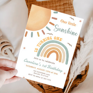 Invitation Boho Little Sunshine 1ère fête d'anniversaire