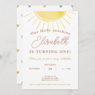 Invitation Boho Little Sunshine Aquarelle Anniversaire